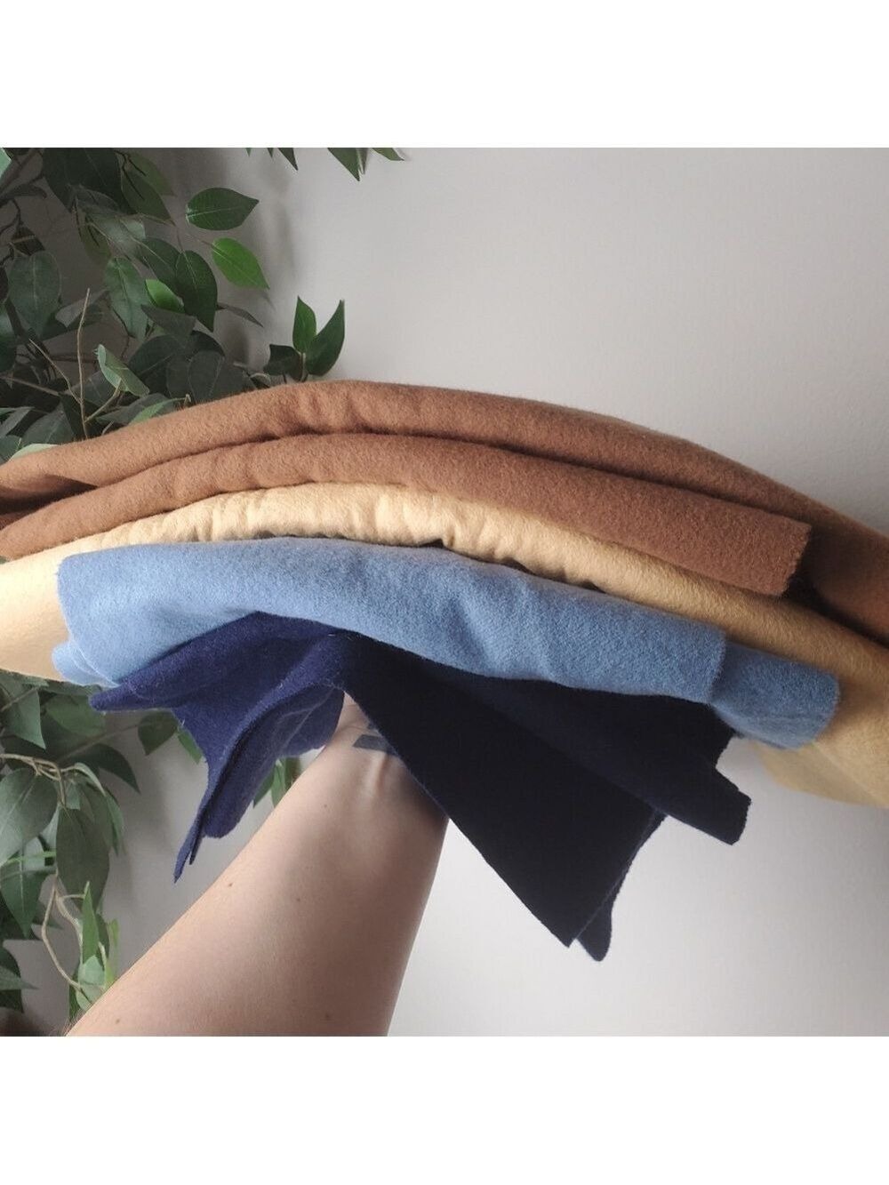 Fleece Fabric Bundle Brown Blues Tan Colors 4 Count